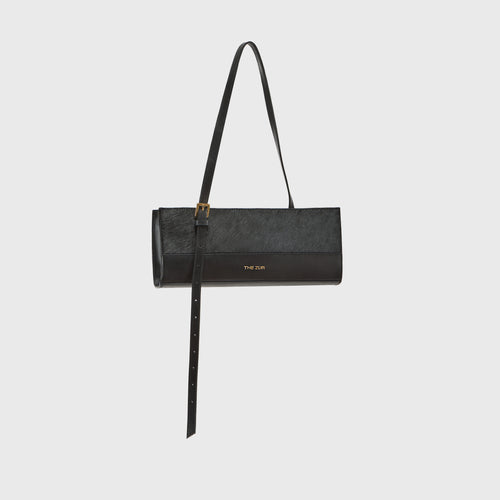 THE ZUR East-West black haircalf shoulder bag, side view