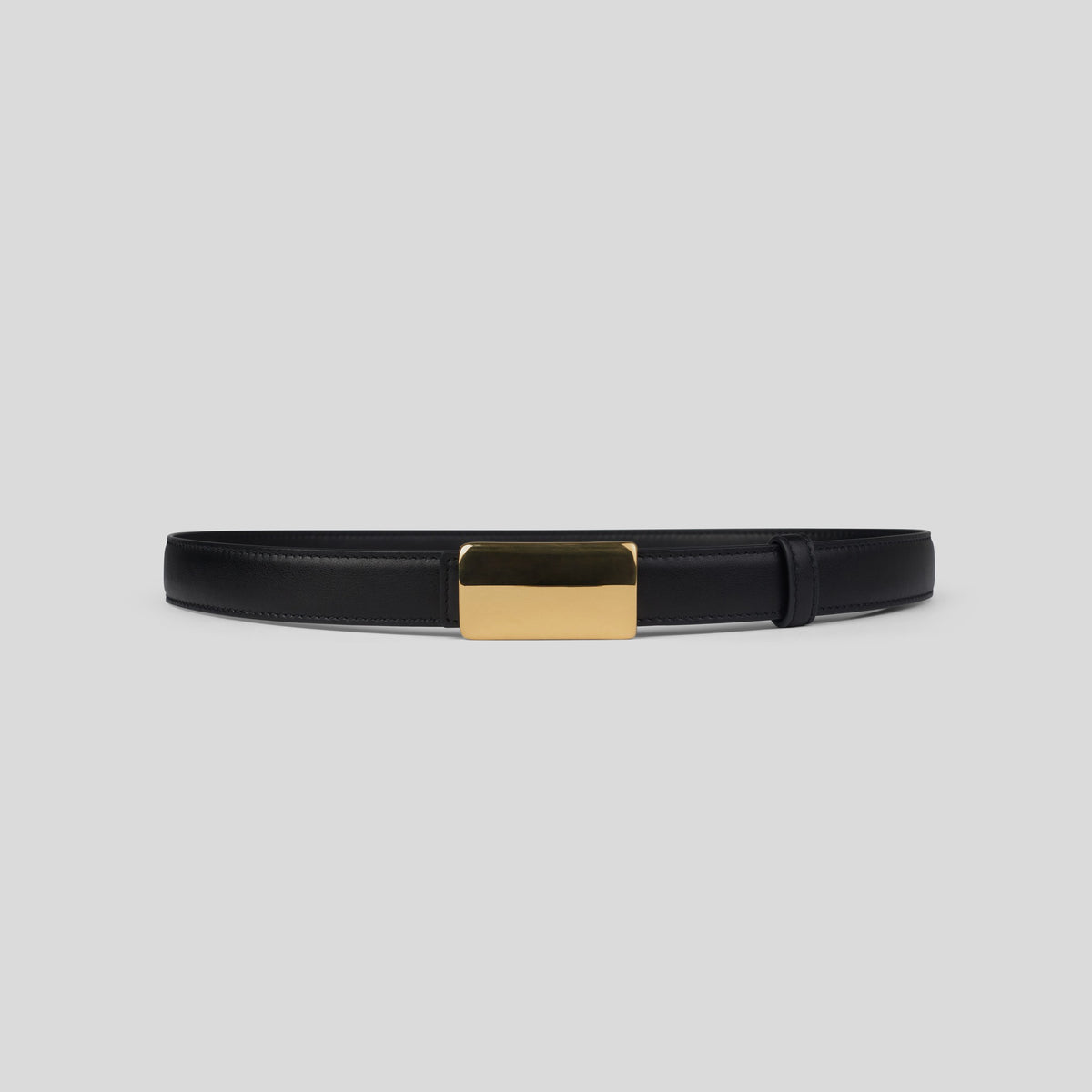 THE ZUR black belt with rectangular gold-tone buckle — front view