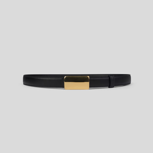 THE ZUR black belt with rectangular gold-tone buckle — front view