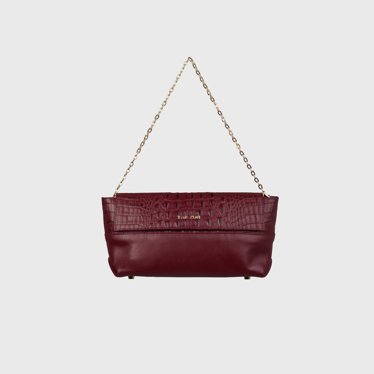 THE ZUR South burgundy bag with detachable gold-tone chain