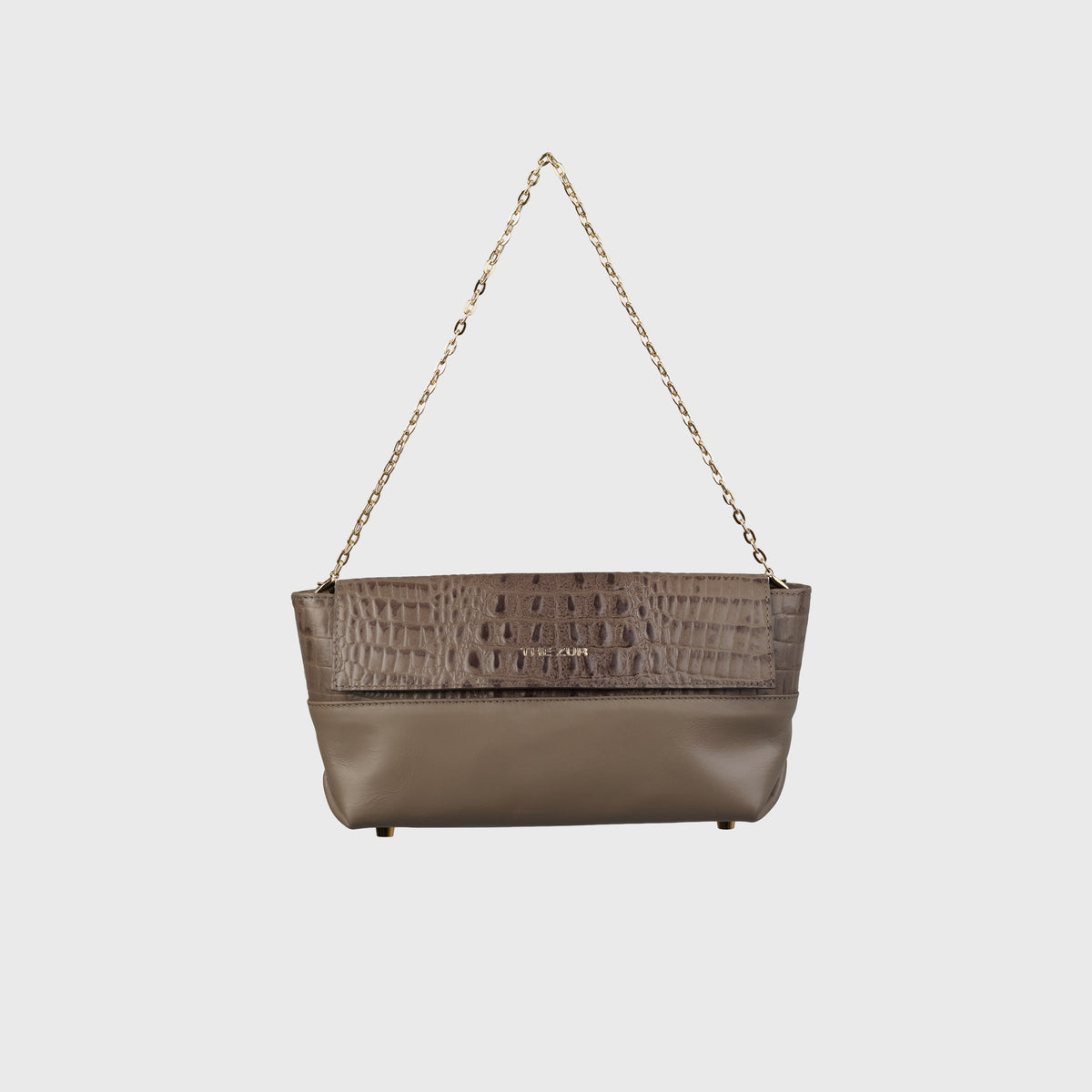 THE ZUR South taupe bag with detachable gold-tone chain